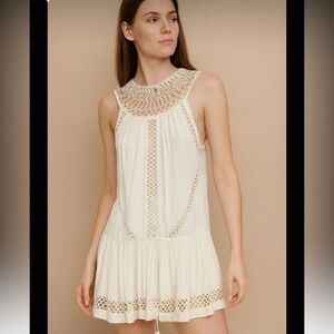 NWT Hotel Particular Crochet Boho Mini Dress Small S/M